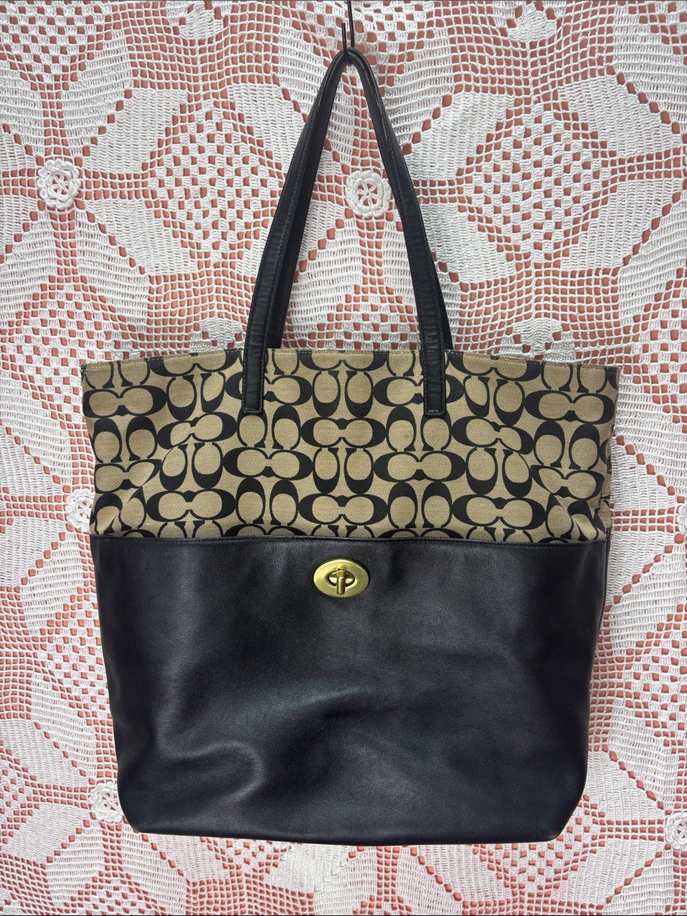 Coach Signature Canvas & Leather Tote Bag